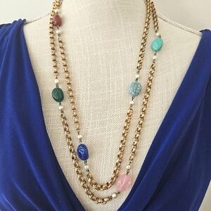 Vintage Gold and Natural Stone Necklace